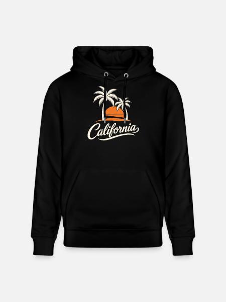 Palm Trees and California Sunset - Stanley/Stella CRUISER Unisex Organic Hoodie - black