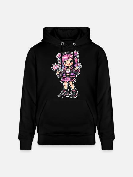 Kawaii Anime Mädchen mit Kopfhörer - Stanley/Stella Unisex Bio-Hoodie CRUISER - Schwarz