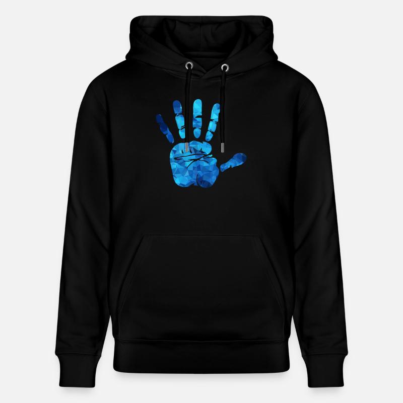Mains de polygones bleus - Sweat à capuche bio CRUISER Stanley/Stella Unisexe - noir