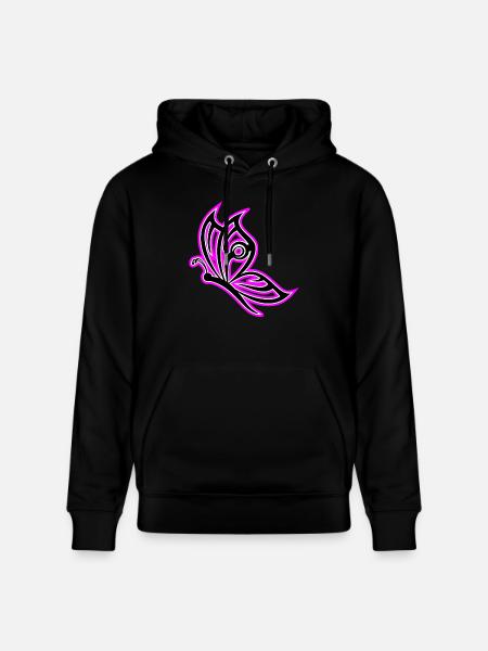 Butterfly Pink - Stanley/Stella CRUISER Unisex Organic Hoodie - black