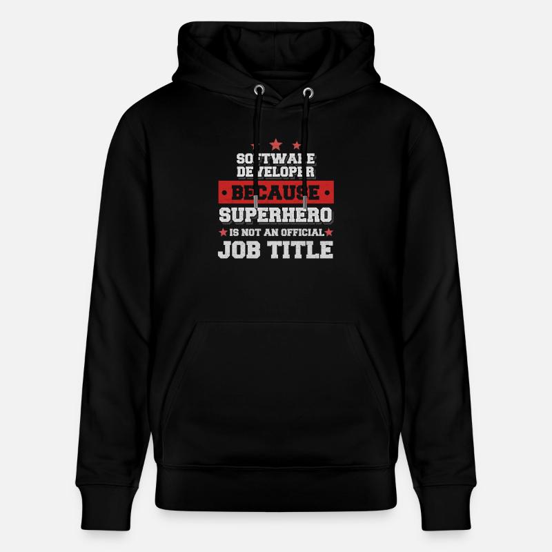 Software Developer Superhero Shirt - Stanley/Stella Unisex Bio-Hoodie CRUISER  - Schwarz