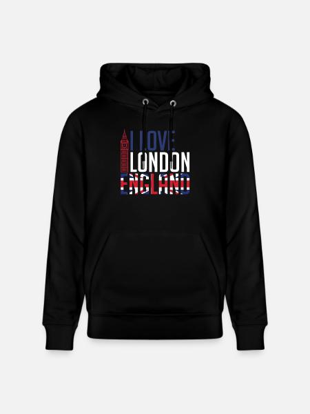 I Love London England - Stanley/Stella CRUISER økologisk unisex-hettegenser - svart
