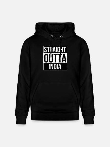 Straight Outta India - Stanley/Stella CRUISER Unisex Organic Hoodie - black