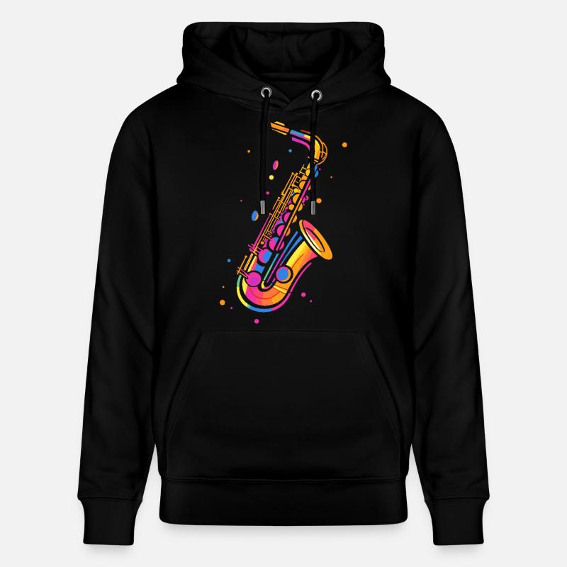 Saxophone rétro - Sweat à capuche bio CRUISER Stanley/Stella Unisexe - noir