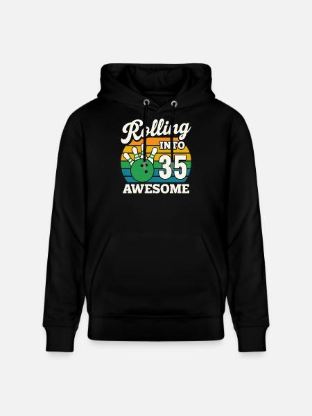 Retro Bowling 35th Birthday Design - Stanley/Stella CRUISER Unisex Organic Hoodie - black