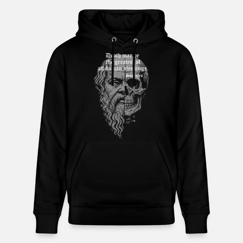 Crâne de Socrate avec citation inspirante - Sweat à capuche bio CRUISER Stanley/Stella Unisexe - noir