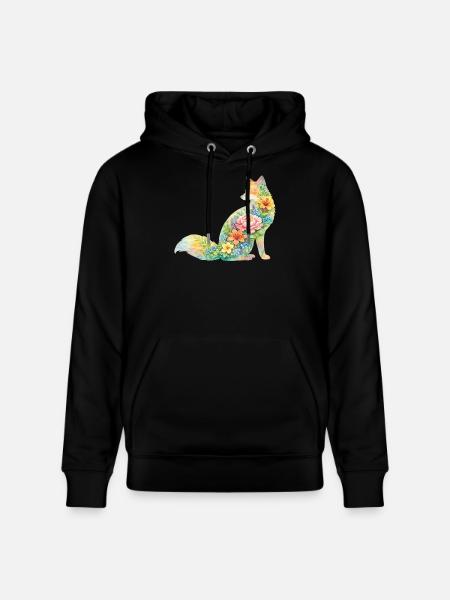 Fuchs Aquarell Silhouette Blumen - Stanley/Stella Unisex Bio-Hoodie CRUISER  - Schwarz