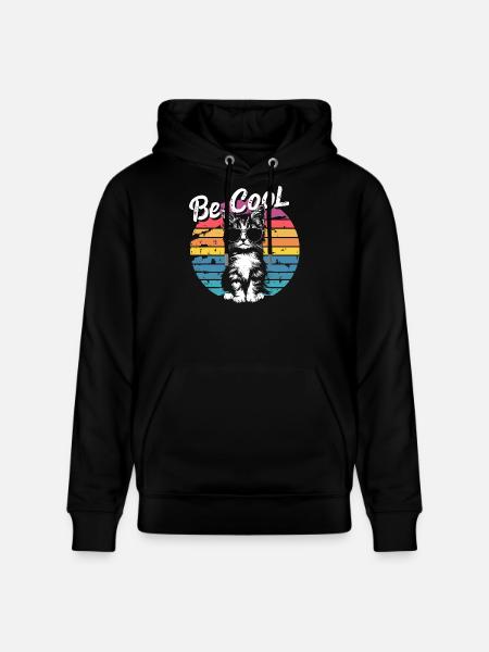 Be Cool Retro Cat Sunglasses - Stanley/Stella CRUISER Unisex Organic Hoodie - black