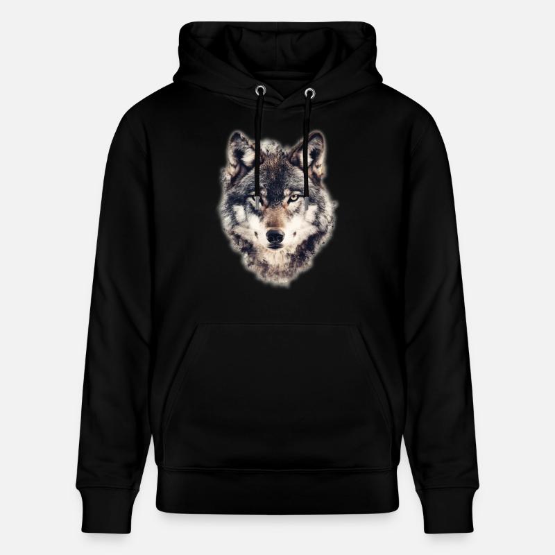 Visage de loup - Sweat à capuche bio CRUISER Stanley/Stella Unisexe - noir