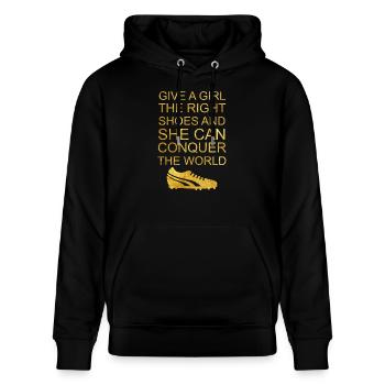 Women's football soccer girls soccer shoes - Stanley/Stella CRUISER Unisex Organic Hoodie - black - Front - Alina (178cm) & Michal (187cm)