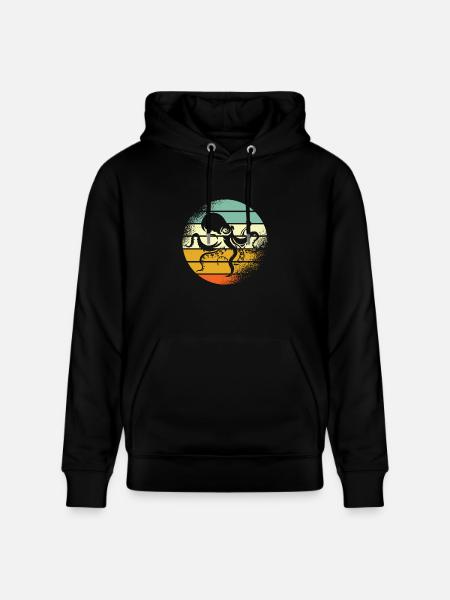 Squid Retro Octopus - Stanley/Stella CRUISER Unisex Organic Hoodie - black