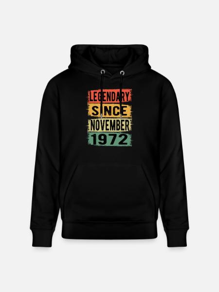 Birthday Retro November 1972 - Stanley/Stella CRUISER Unisex Organic Hoodie - black