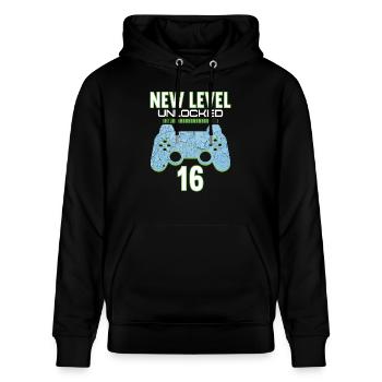 16 Years old 16 birthday outfit Gamer Gaming - Stanley/Stella Unisex Bio-Hoodie CRUISER  - Schwarz - Vorne - Alina (178cm) & Michal (187cm)