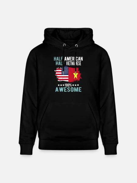Half American Half Vietnamese - Stanley/Stella CRUISER Unisex Organic Hoodie - black