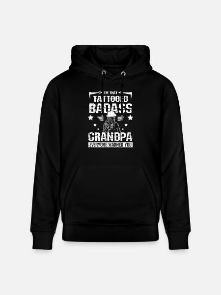 Tattooed badass Grandpa - Stanley/Stella CRUISER Unisex Organic Hoodie - black