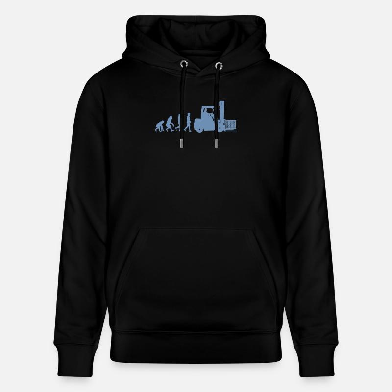 Evolution eines Staplerfahrer - Stanley/Stella Unisex Bio-Hoodie CRUISER  - Schwarz