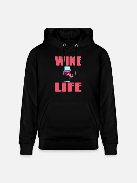 Wine Is Life - Stanley/Stella CRUISER Unisex Organic Hoodie - black