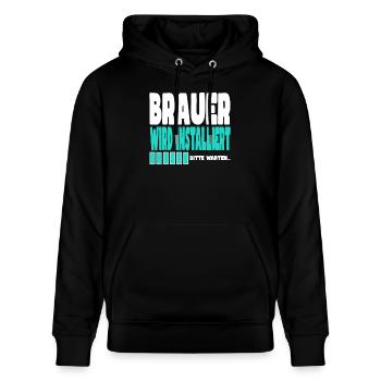 Brauer wird installiert - Stanley/Stella Unisex Bio-Hoodie CRUISER  - Schwarz - Vorne - Alina (178cm) & Michal (187cm)