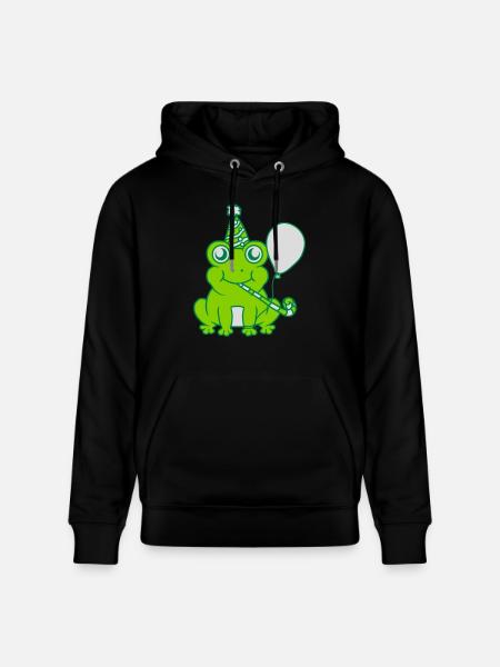 Birthday-celebrating little frog - Stanley/Stella CRUISER Unisex Organic Hoodie - black