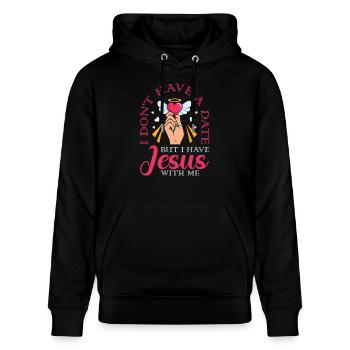 Ich Habe Kein Datum, Aber Ich Habe Jesus - Stanley/Stella Unisex Bio-Hoodie CRUISER  - Schwarz - Vorne - Alina (178cm) & Michal (187cm)