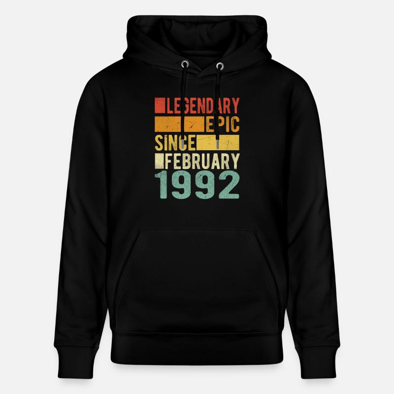 Anniversaire Février 1992 Épopée légendaire - Sweat à capuche bio CRUISER Stanley/Stella Unisexe - noir