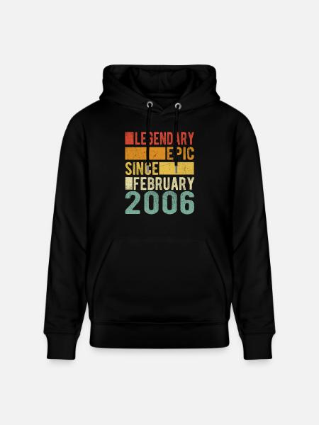 Birthday February 2006 Legendary Epic - Stanley/Stella CRUISER Unisex Organic Hoodie - black