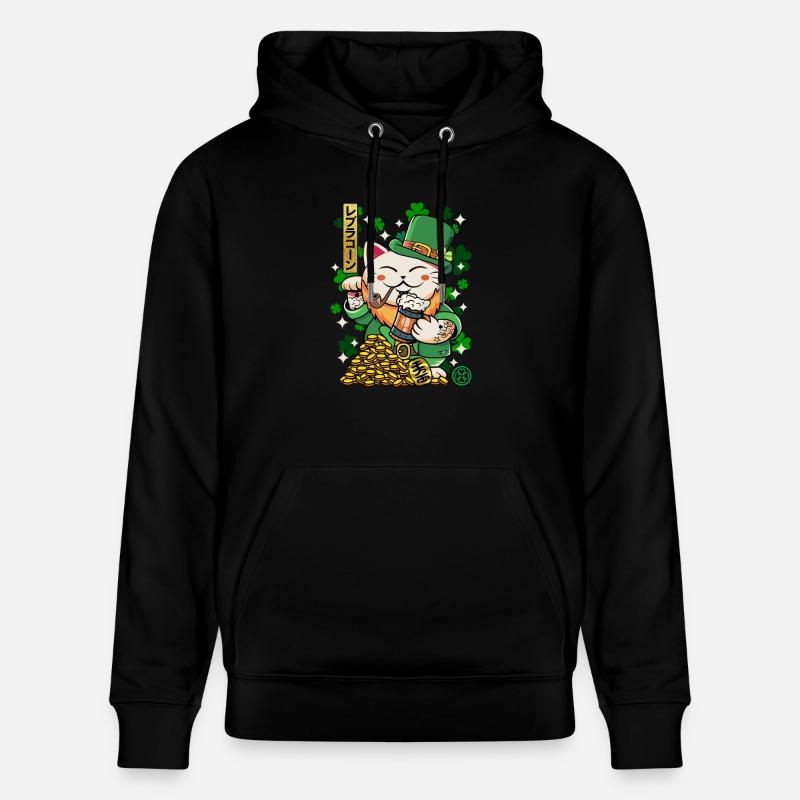 Saint Patrick - Luprechaun Maneki Neko - Sweat à capuche bio CRUISER Stanley/Stella Unisexe - noir