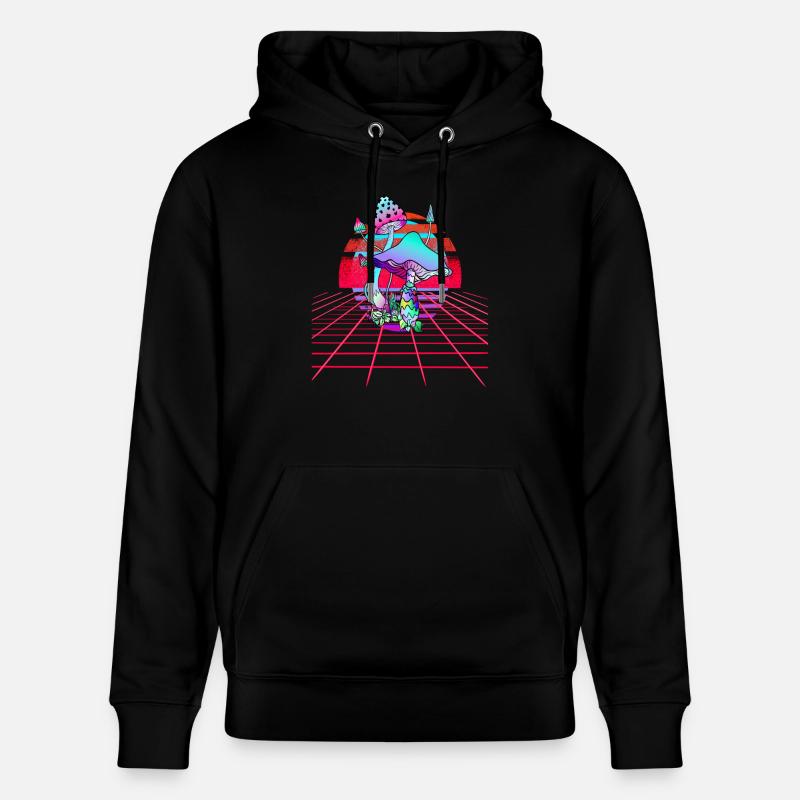 Champignons Psychédéliques - Retro Wave Sunset - Sweat à capuche bio CRUISER Stanley/Stella Unisexe - noir