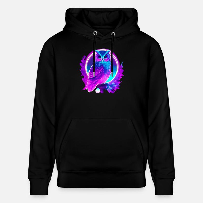Owl Neon Moon Synthwave - Sweat à capuche bio CRUISER Stanley/Stella Unisexe - noir