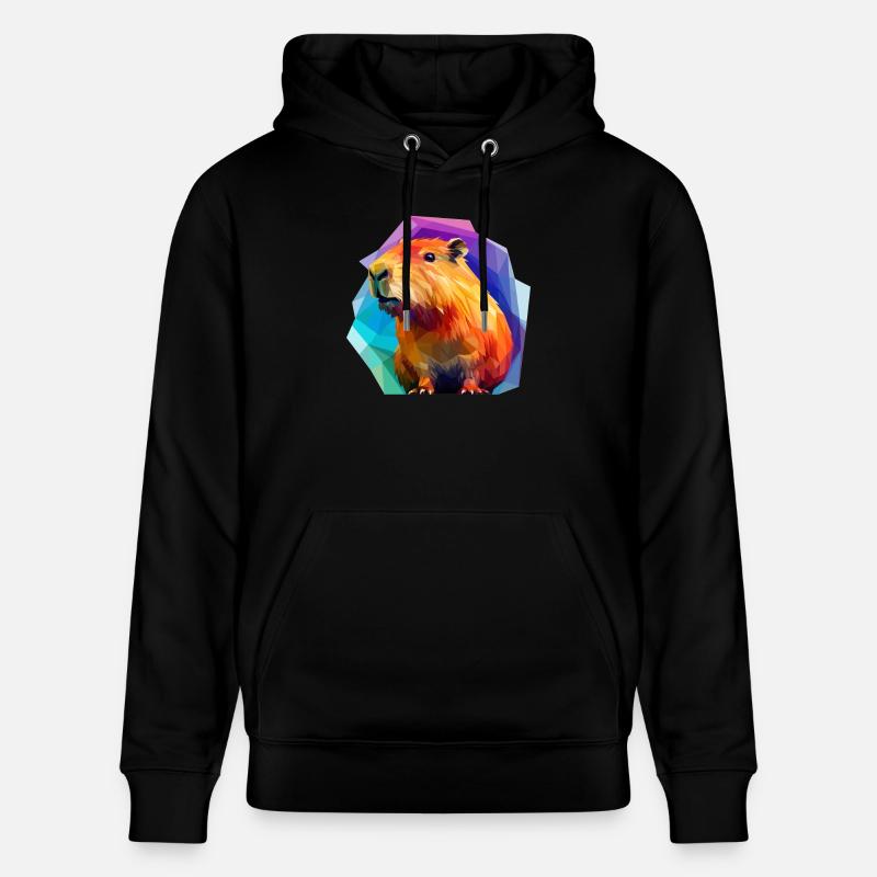 Capybara Low Polygon Design - Stanley/Stella Unisex Bio-Hoodie CRUISER  - Schwarz