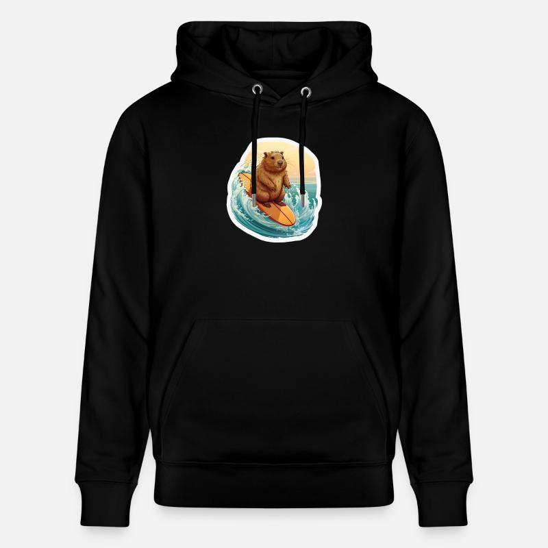 Capybara Surfer - Stanley/Stella Unisex Bio-Hoodie CRUISER  - Schwarz