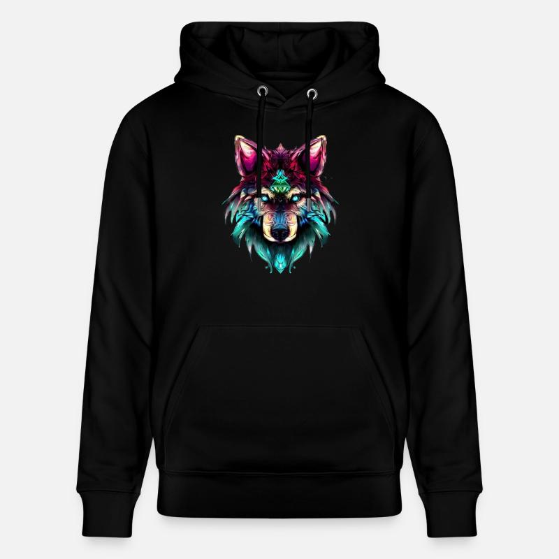 Mystic Wolf Synthwave Wolf Head - Sweat à capuche bio CRUISER Stanley/Stella Unisexe - noir