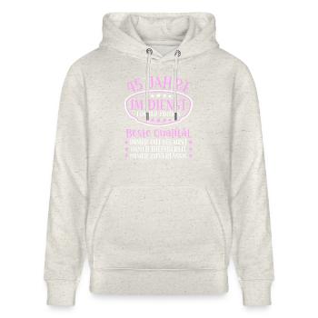 45 Jahre im Dienst 45 Jähriges Dienstjubiläum - Stanley/Stella Unisex Bio-Hoodie CRUISER  - Beige meliert - Vorne - Alina (178cm) & Michal (187cm)