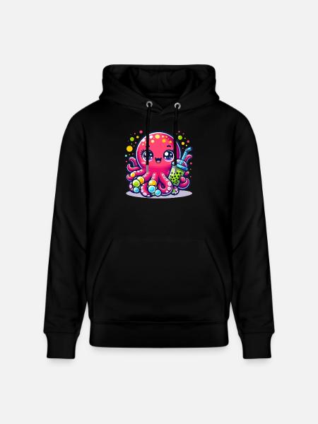 Kawaii Octopus With Bubble Tea Sea Ocean Boba Tea - Stanley/Stella CRUISER Unisex Organic Hoodie - black