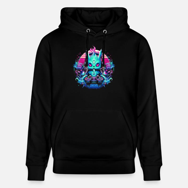 Synthwave Gamer Gaming Alien - Sweat à capuche bio CRUISER Stanley/Stella Unisexe - noir
