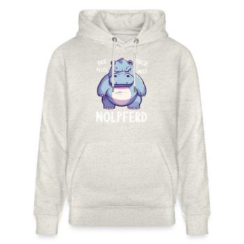 Nilpferd Hippo meckern Meckerer Nölpferd - Stanley/Stella Unisex Bio-Hoodie CRUISER  - Beige meliert - Vorne - Alina (178cm) & Michal (187cm)