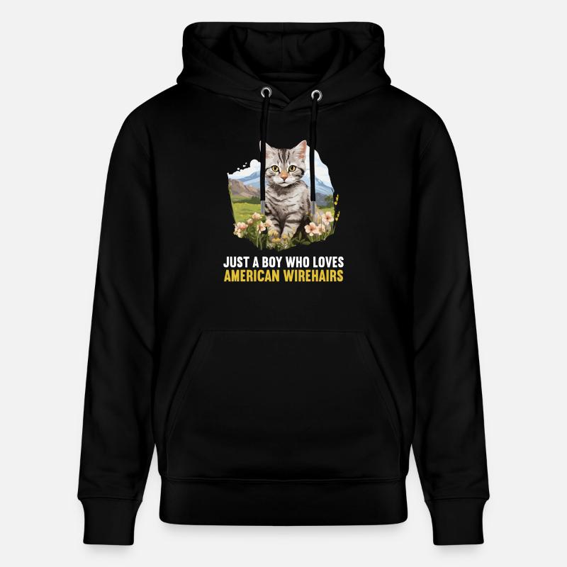 Chat Chats American Wirehair - Sweat à capuche bio CRUISER Stanley/Stella Unisexe - noir