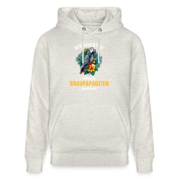 Graupapageien Graupapagei - Stanley/Stella Unisex Bio-Hoodie CRUISER  - Beige meliert - Vorne - Alina (178cm) & Michal (187cm)