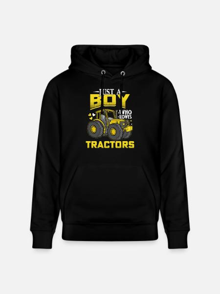 Just a Boy Who Loves Tractors funny Tractor Saying - Stanley/Stella CRUISER Unisex Organic Hoodie - black