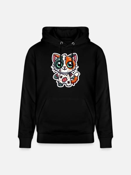 Søt zombiekatt i Halloween-kostyme - Oransje katt - Stanley/Stella CRUISER økologisk unisex-hettegenser - svart