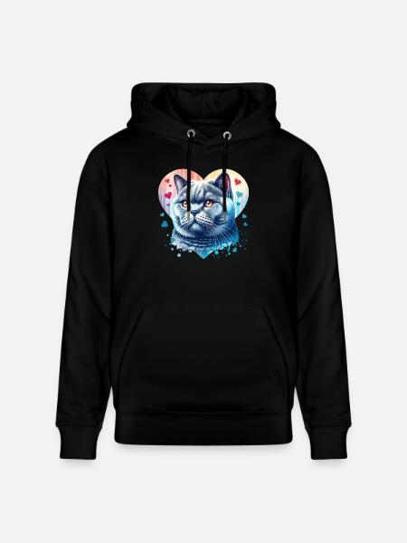 British Shorthair Cat - Stanley/Stella CRUISER Unisex Organic Hoodie - black