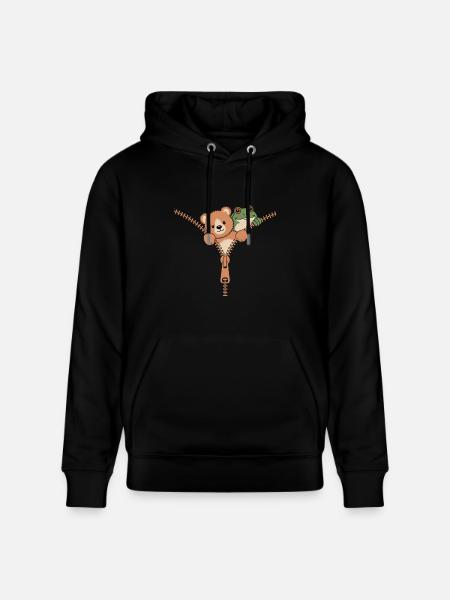 Zipper Bear And Frog Adventure - Stanley/Stella CRUISER Unisex Organic Hoodie - black