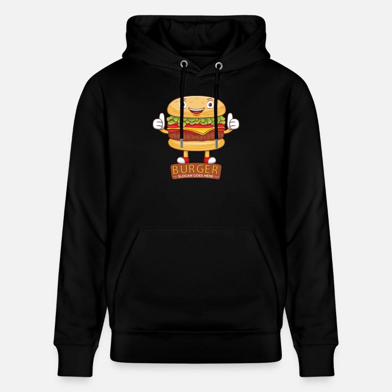 Cute Burger Cartoon Art - Stanley/Stella CRUISER Unisex Organic Hoodie - black