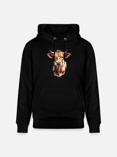 Braune Kuh - Stanley/Stella Unisex Bio-Hoodie CRUISER  - Schwarz