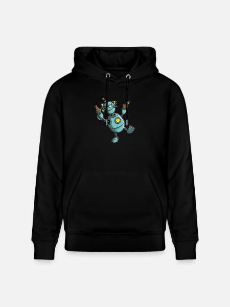 Robots with beer - everything turns - Stanley/Stella CRUISER Unisex Organic Hoodie - black
