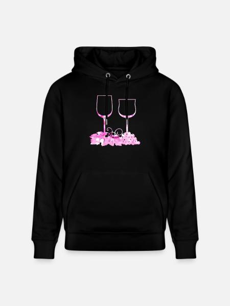 Wine glasses Grape vine leaf - Stanley/Stella CRUISER Unisex Organic Hoodie - black