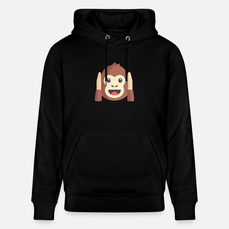 émoticône de singe mignon - Sweat à capuche bio CRUISER Stanley/Stella Unisexe - noir