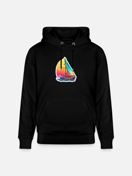 Sailboat - illustration - Stanley/Stella CRUISER Unisex Organic Hoodie - black