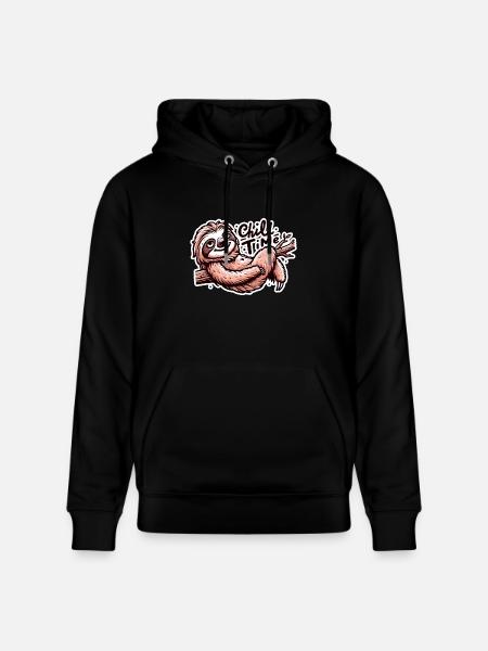 Chill Time - Sloth Illustration - Stanley/Stella CRUISER Unisex Organic Hoodie - black