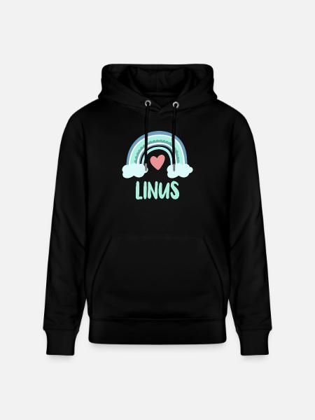 Linus Name Rainbow Baby - Stanley/Stella CRUISER Unisex Organic Hoodie - black